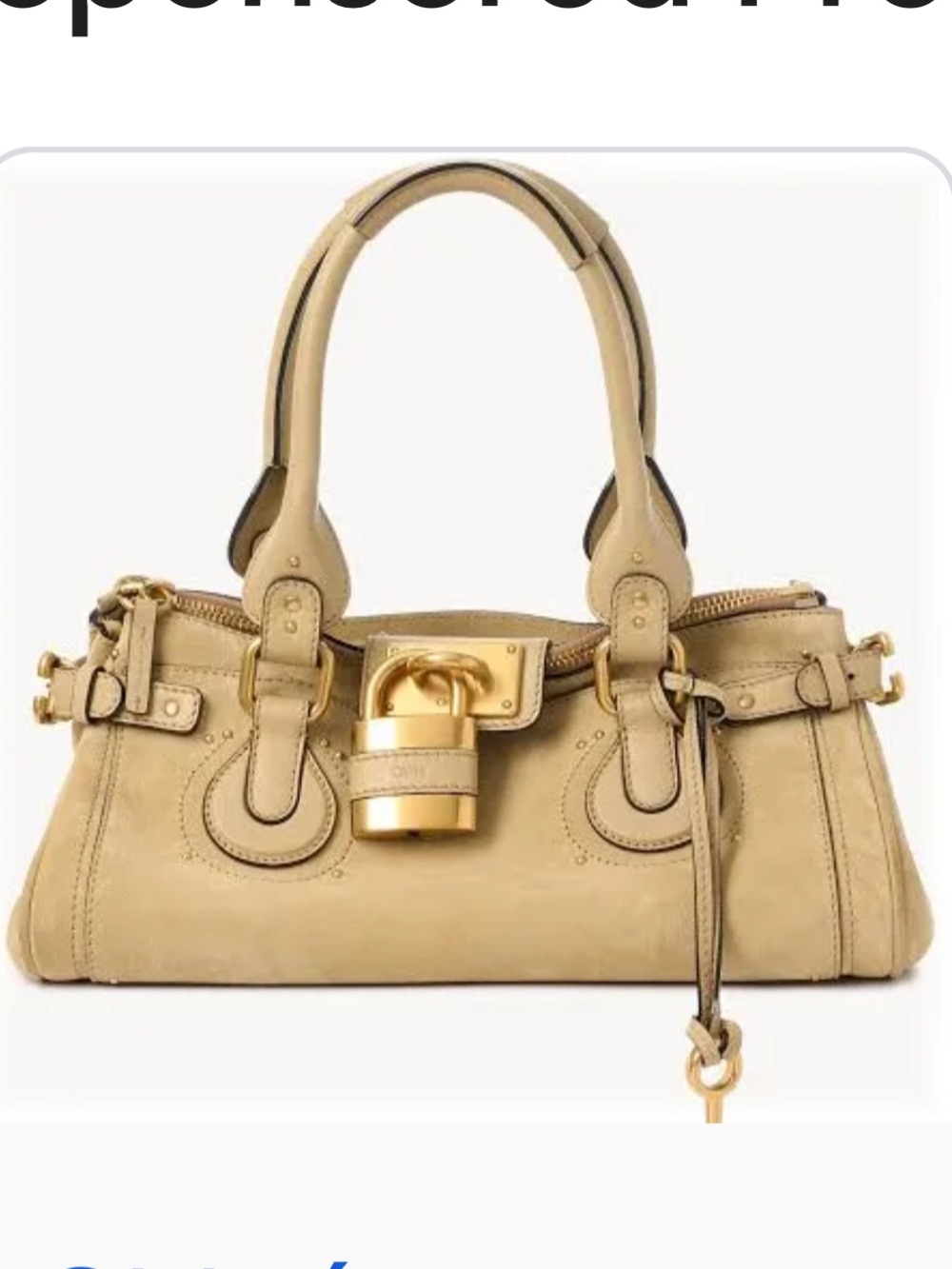 Chloé Beige Shoulder Satchel with Gold Padlock